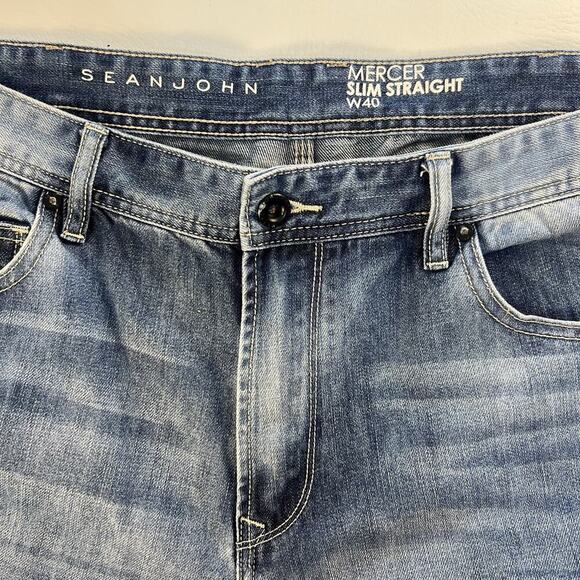 Sean John Jeans Mens 40x32 Blue Mercer Slim Straight Fit Casual - Picture 3 of 7